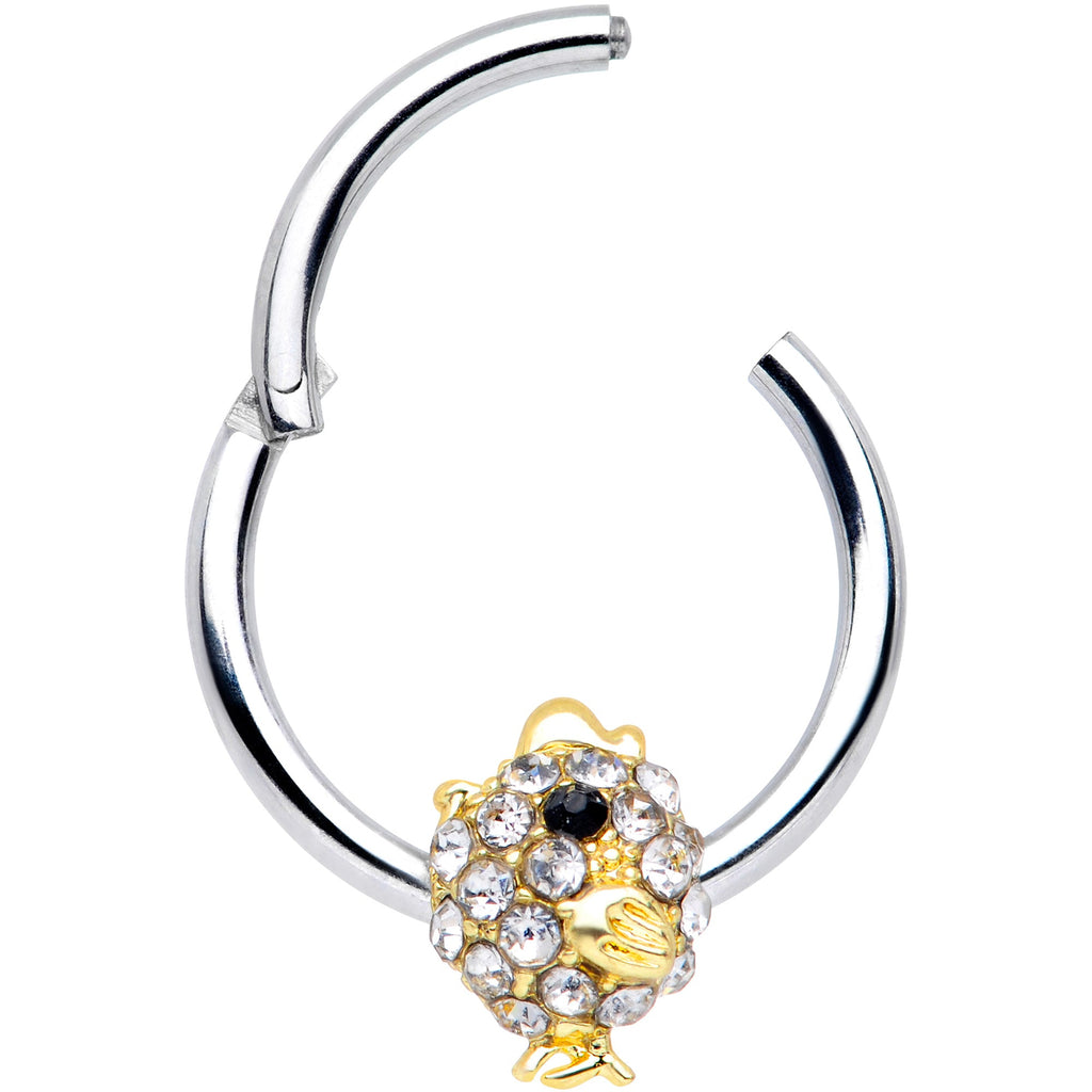 16G 3/8 Clear Black Gem Little Chick Septum Ring