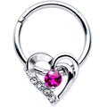 16G 3/8 Clear Pink Gem Swirling Heart Valentines Day Septum Ring