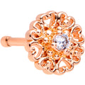 20G 5/16 Clear CZ Gem Rose Gold Tone Heart Love Nose Bone