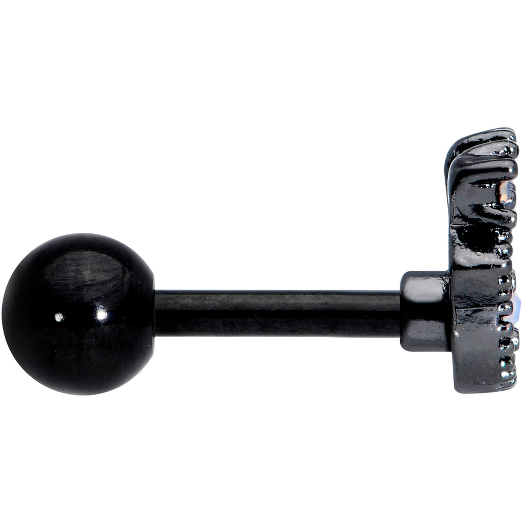 16G 1/4 Black White Faux Opal UFO Cartilage Tragus