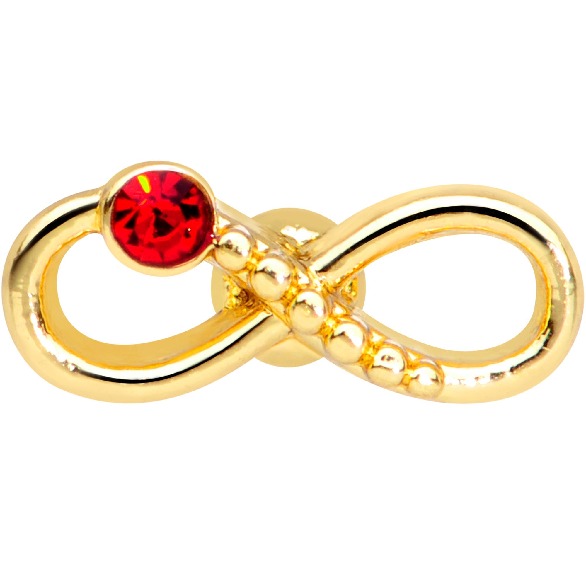 16G 5/16 Red Gem Gold Tone Infinity Love Labret Monroe Tragus
