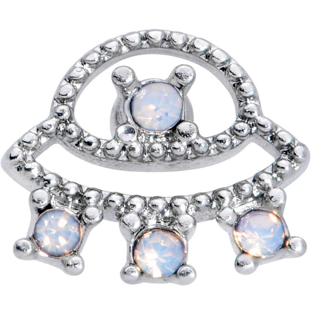 16G 5/16 White Faux Opal UFO Labret Monroe Tragus