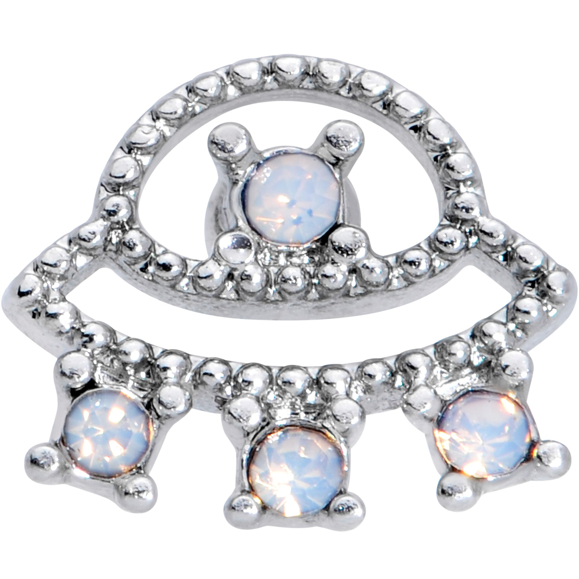 16G 5/16 White Faux Opal UFO Labret Monroe Tragus