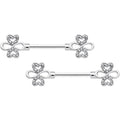 14G 9/16 Clear Gem Heart Shamrock Barbell Nipple Ring Set