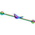 14G Clear Gem Rainbow Bird Industrial Barbell 38mm