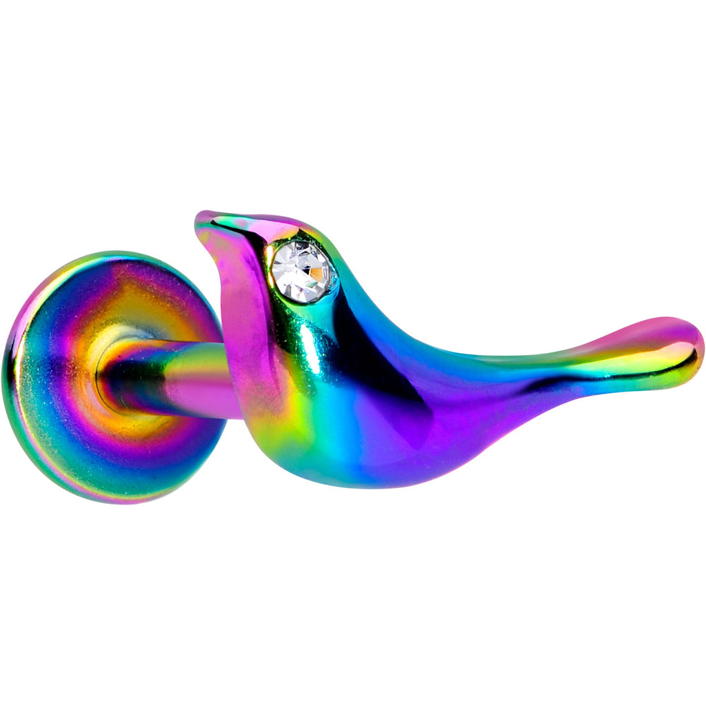 16G 1/4 Clear Gem Rainbow Bird Labret Monroe Tragus