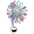 Clear Aurora CZ Gem Sunflower Belly Ring