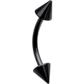 16G 3/8 Black Anodized Cone End Curved Eyebrow Ring