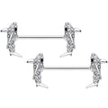 14G 5/8 Clear Black Gem Shark Barbell Nipple Ring Set