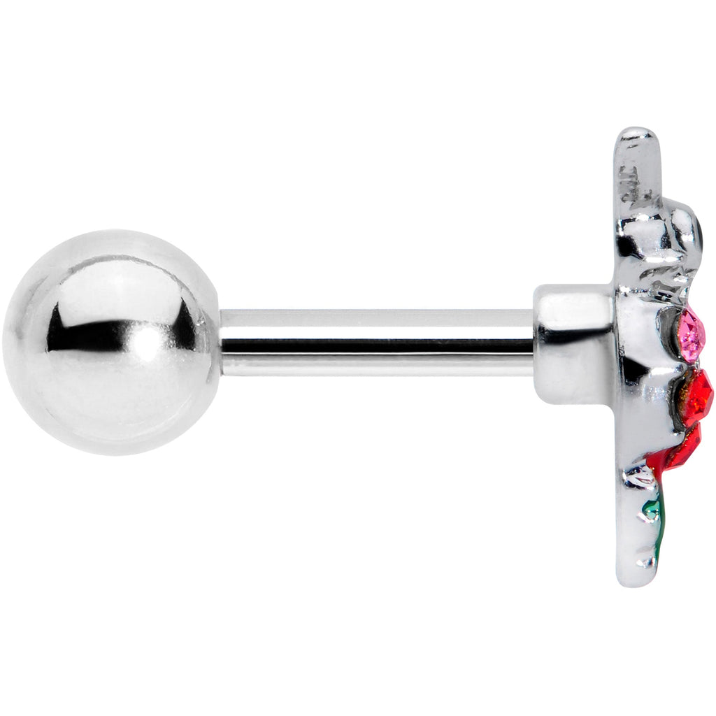 16G 1/4 Red Pink Gem Hummingbird Cartilage Tragus Earring