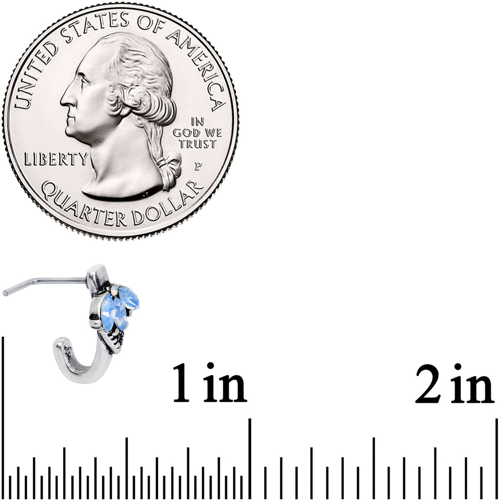 20G 5/16 Blue Faux Opal L Shaped Faux Hoop Nose Ring