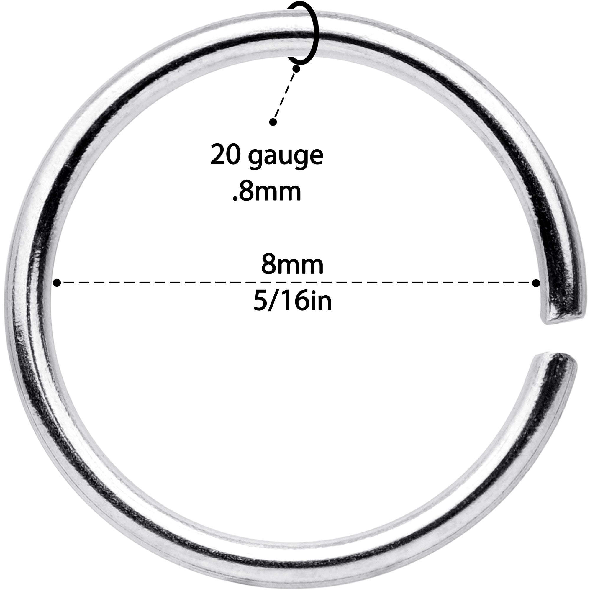 20G 5/16 Seamless Circular Ring Set of 12
