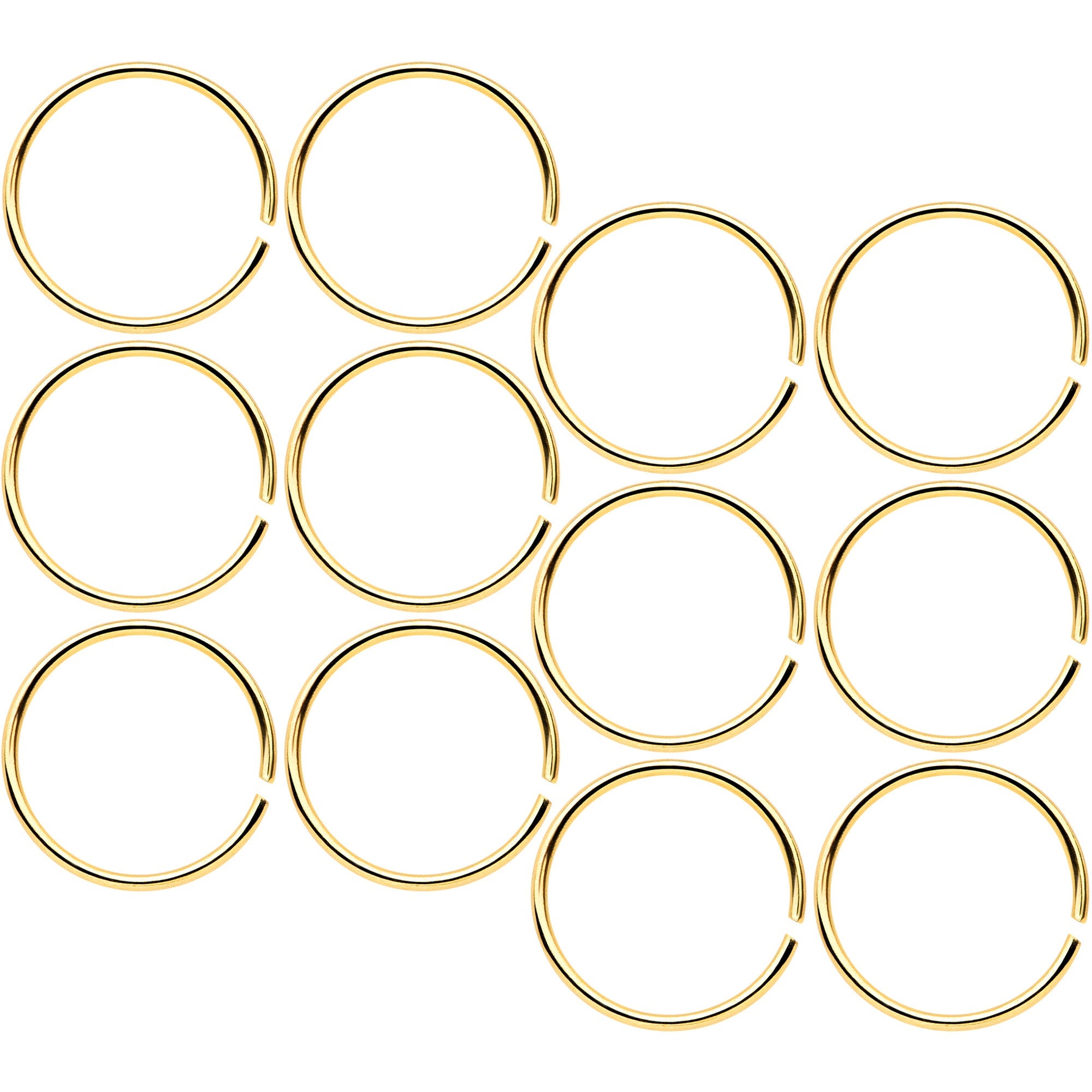 22G 5/16 Gold Tone Anodized Seamless Circular Ring Set of 12