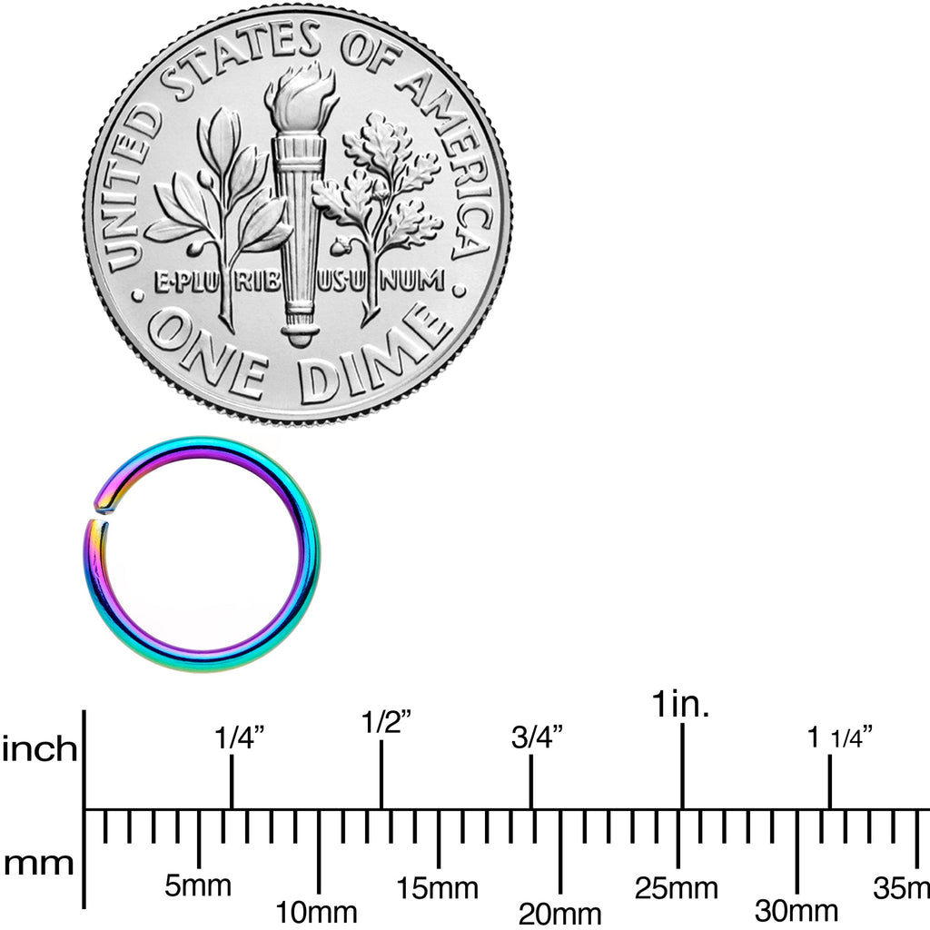 18G 5/16 Rainbow Anodized Seamless Nose Hoop Set of 12
