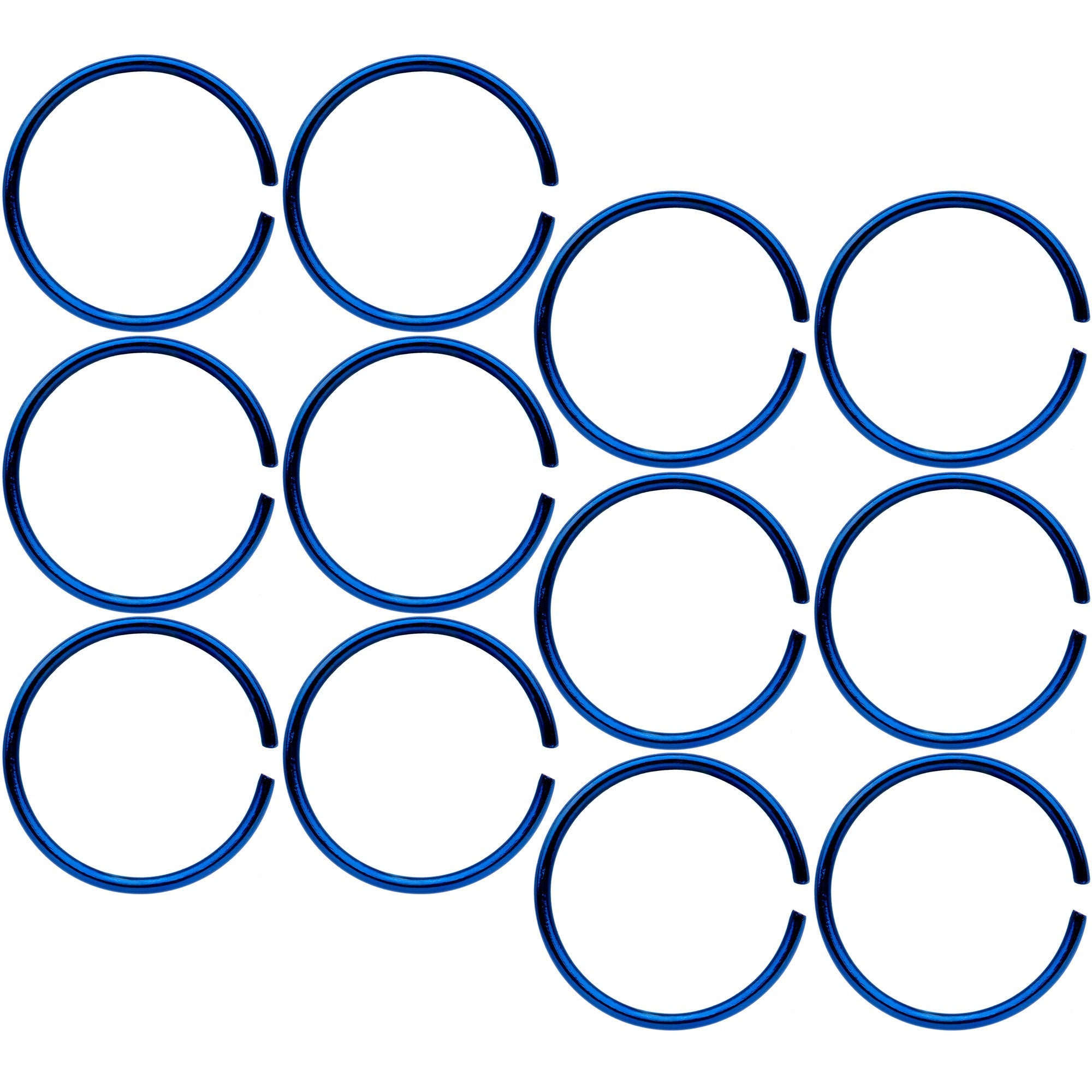 22G 5/16 Blue Anodized Seamless Circular Ring Set of 12