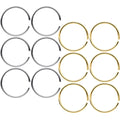 22G 5/16 Steel Gold Tone Anodized Seamless Circular Ring Set of 12