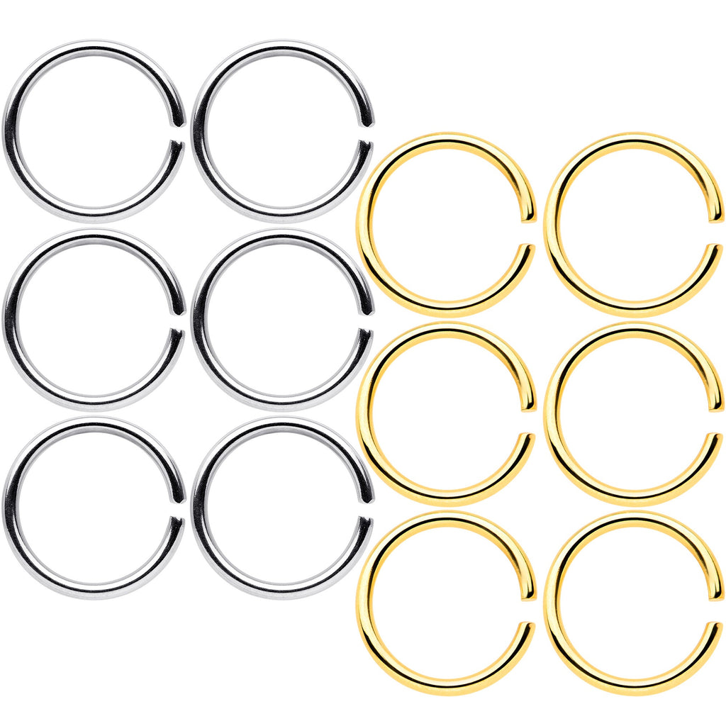 18G 5/16 Steel Gold Tone Anodized Seamless Circular Ring Set of 12