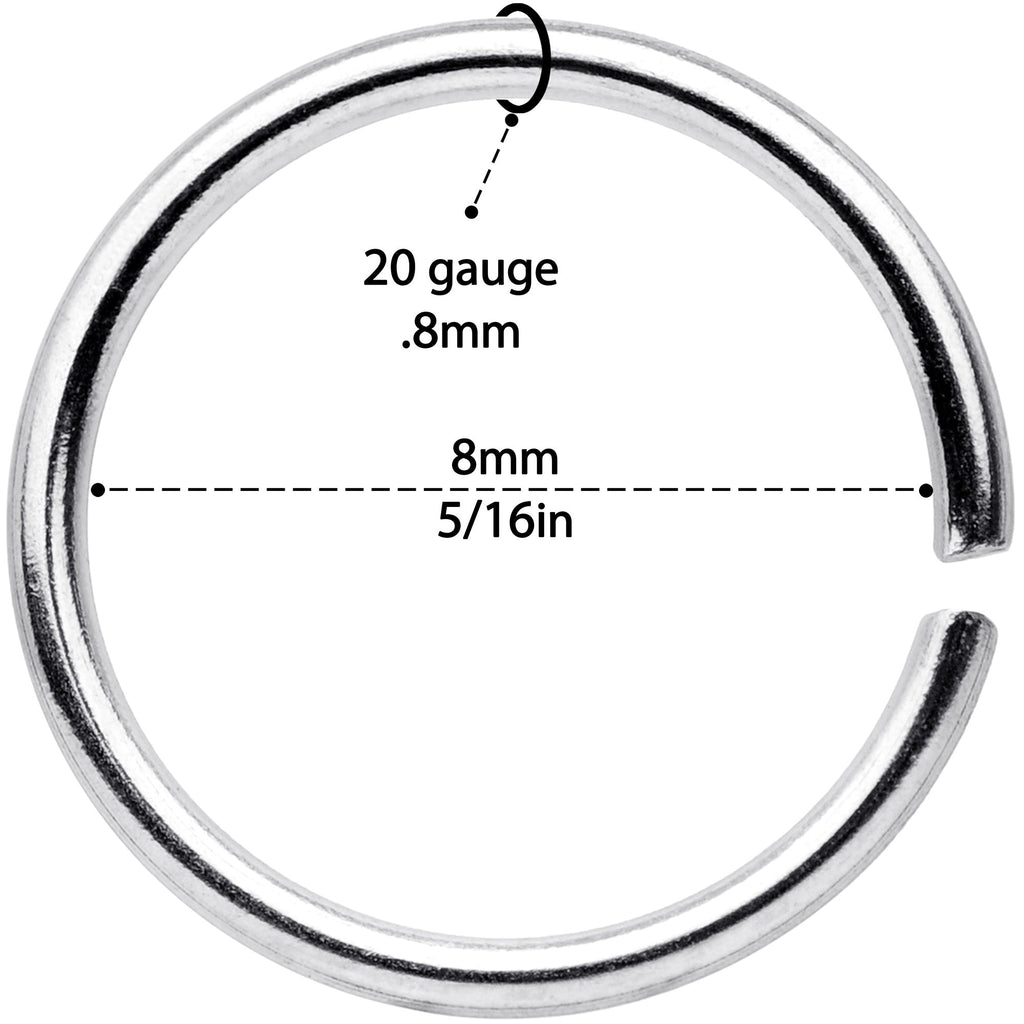 20G 5/16 Steel Black Anodized Seamless Circular Ring Set of 12