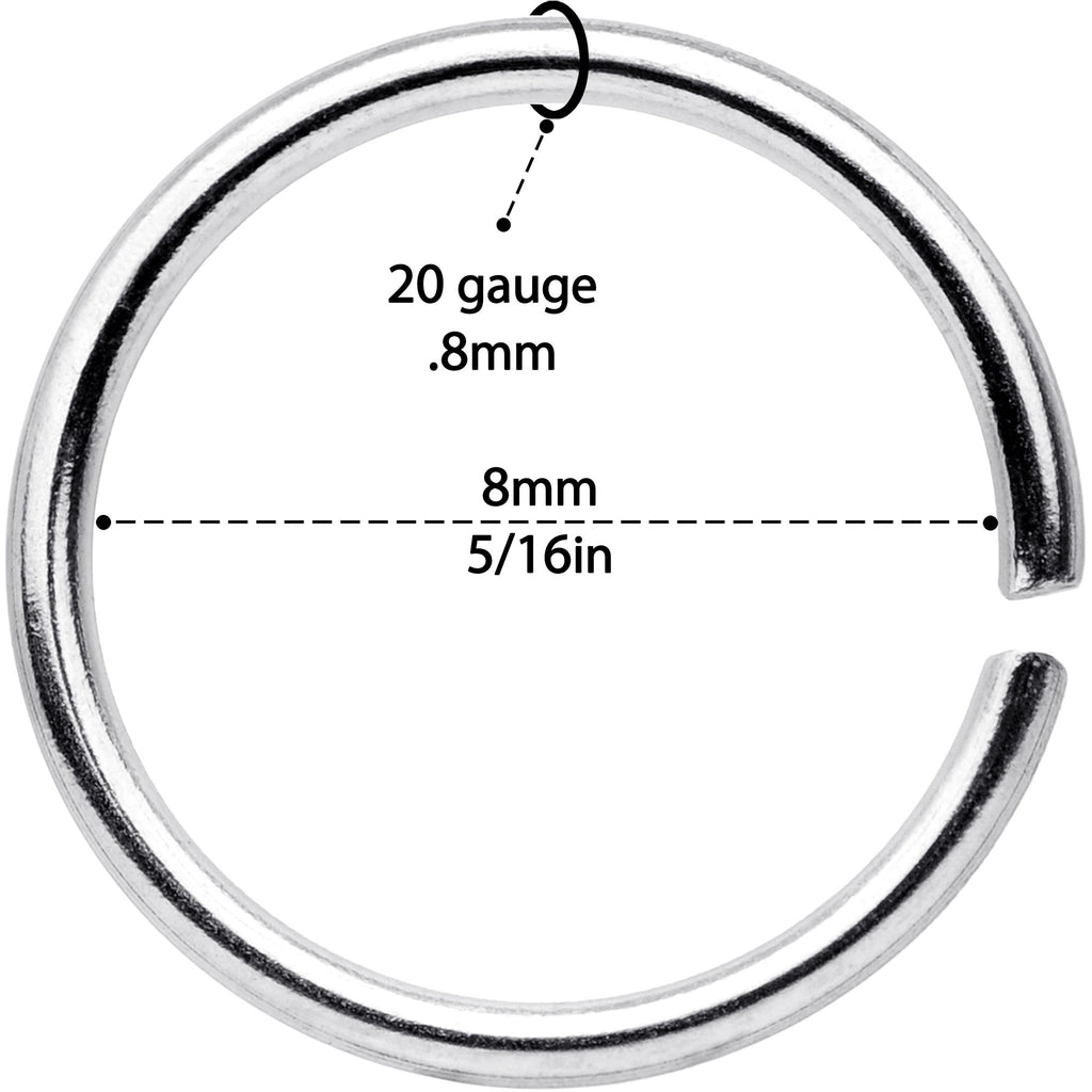 20G 5/16 Steel Rainbow Anodized Seamless Circular Ring Set of 12