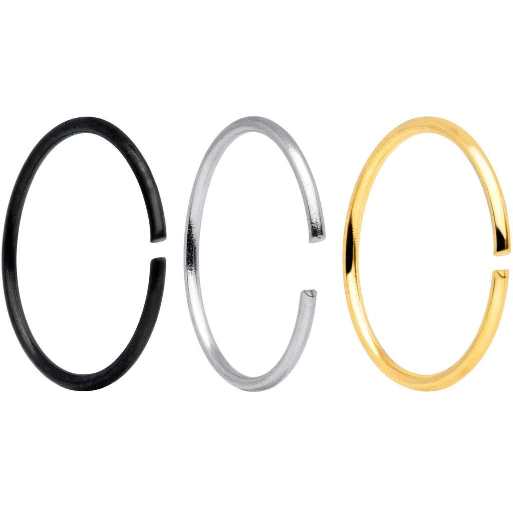 22G 5/16 Black Gold Tone Anodized Seamless Circular Ring Set of 12