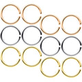 18G 5/16 Gold Tone Rose Gold Tone Anodized Seamless Circular Ring Set of 12