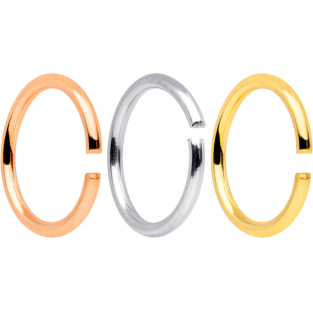 18G 5/16 Gold Tone Rose Gold Tone Anodized Seamless Circular Ring Set of 12