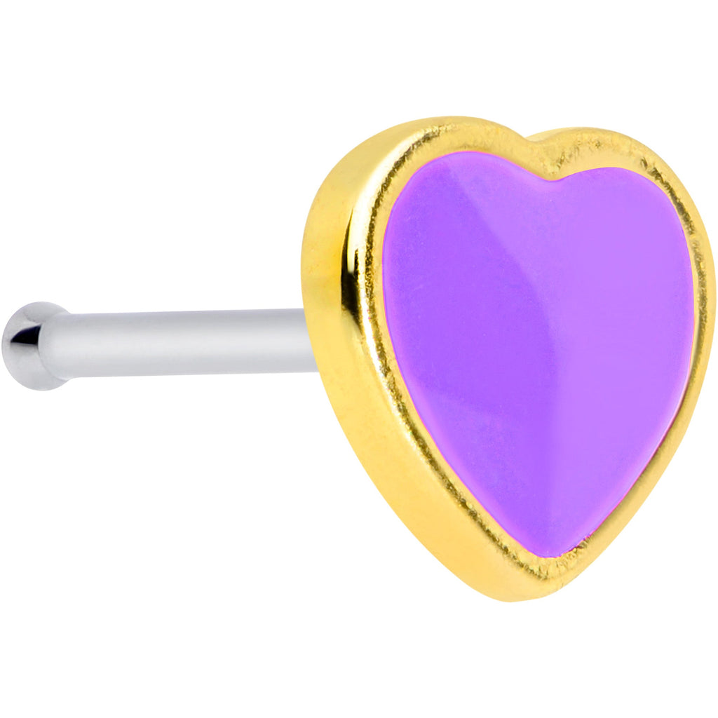 20G 5/16 Purple Heart Valentines Day Nose Bone