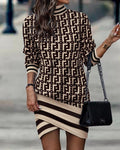 Wild West Chic Long-Sleeved High-Neck Irregular Dress for Cowgirls