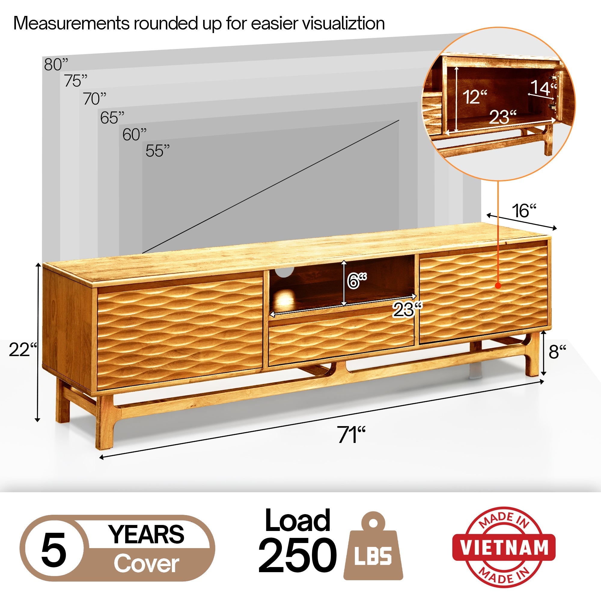 Elara Solid Wood TV Stand