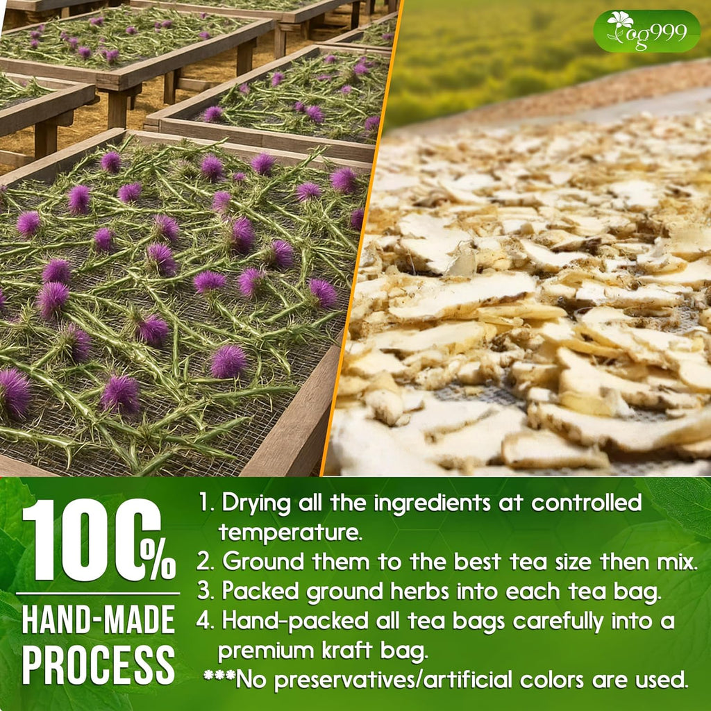 Premium Stomach & Liver Herbal Tea | Milk Thistle Seed, Ginger, Fennel, Peppermint & Licorice
