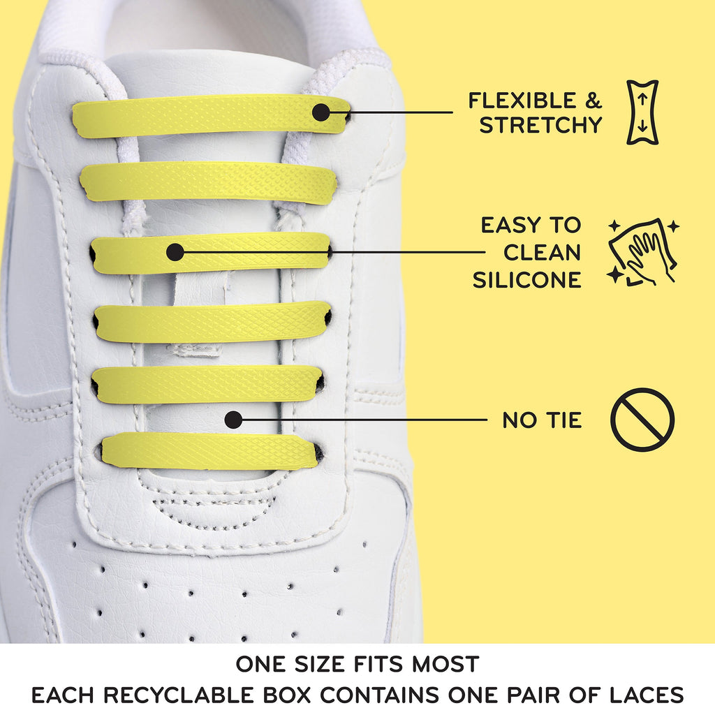 Yellow Stretchy Tieless Silicone Elastic Shoelaces | 20 Straps