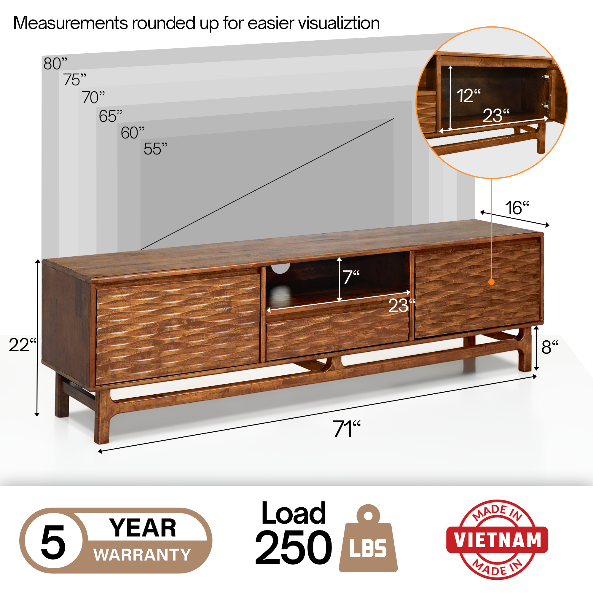 Elara Solid Wood TV Stand