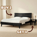 [Buy 1 Get 1] Aurora Solid Wood Bed Frame & Nightstand