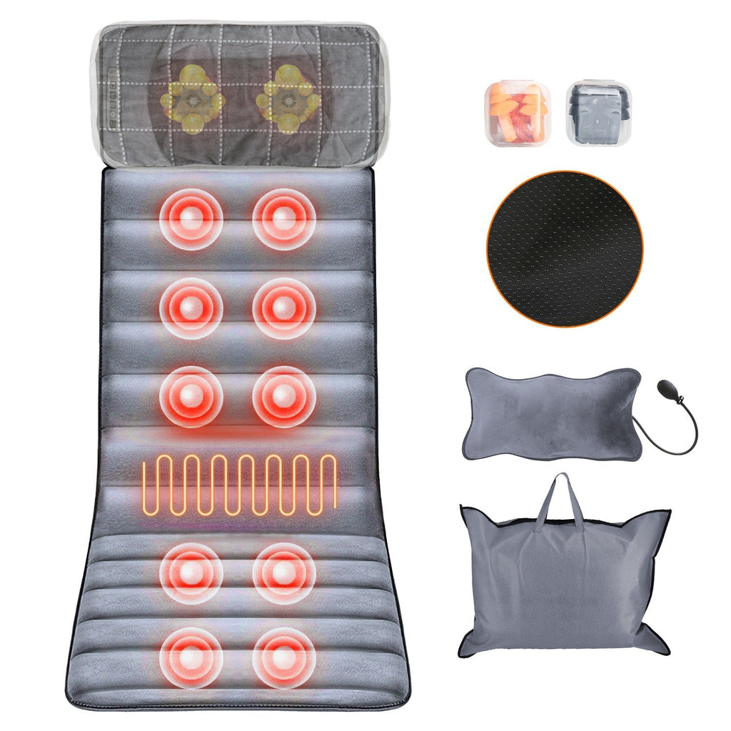 Full Body Electric Massage Mat with Heat Vibration Massage Pad Cushion Back Massage Mattress Chair Pad with Neck Massage Pillow with 10 Vibration Moto