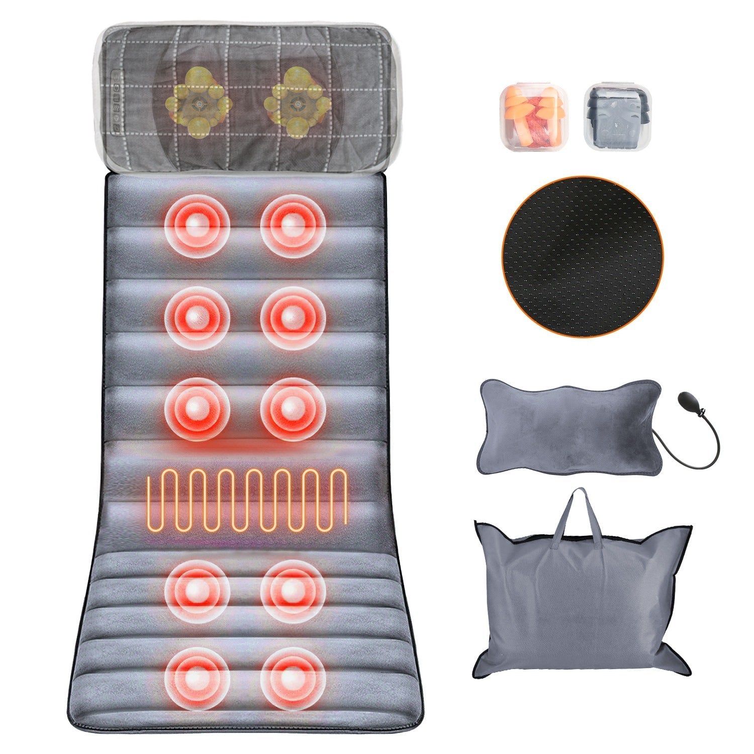 Full Body Electric Massage Mat with Heat Vibration Massage Pad Cushion Back Massage Mattress Chair Pad with Neck Massage Pillow with 10 Vibration Moto