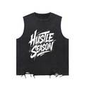 HUSTLE SEASON Snow Washed Raw-Hem Tank Top