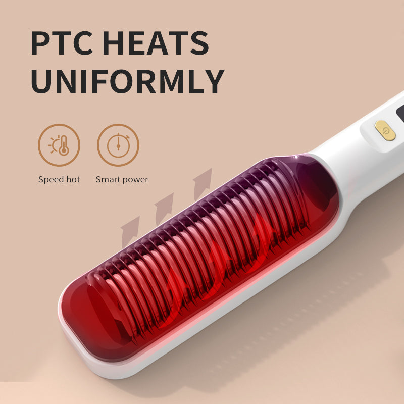 Electric Hot Comb Hair Straightener Brush – Anti-Frizz & Shine