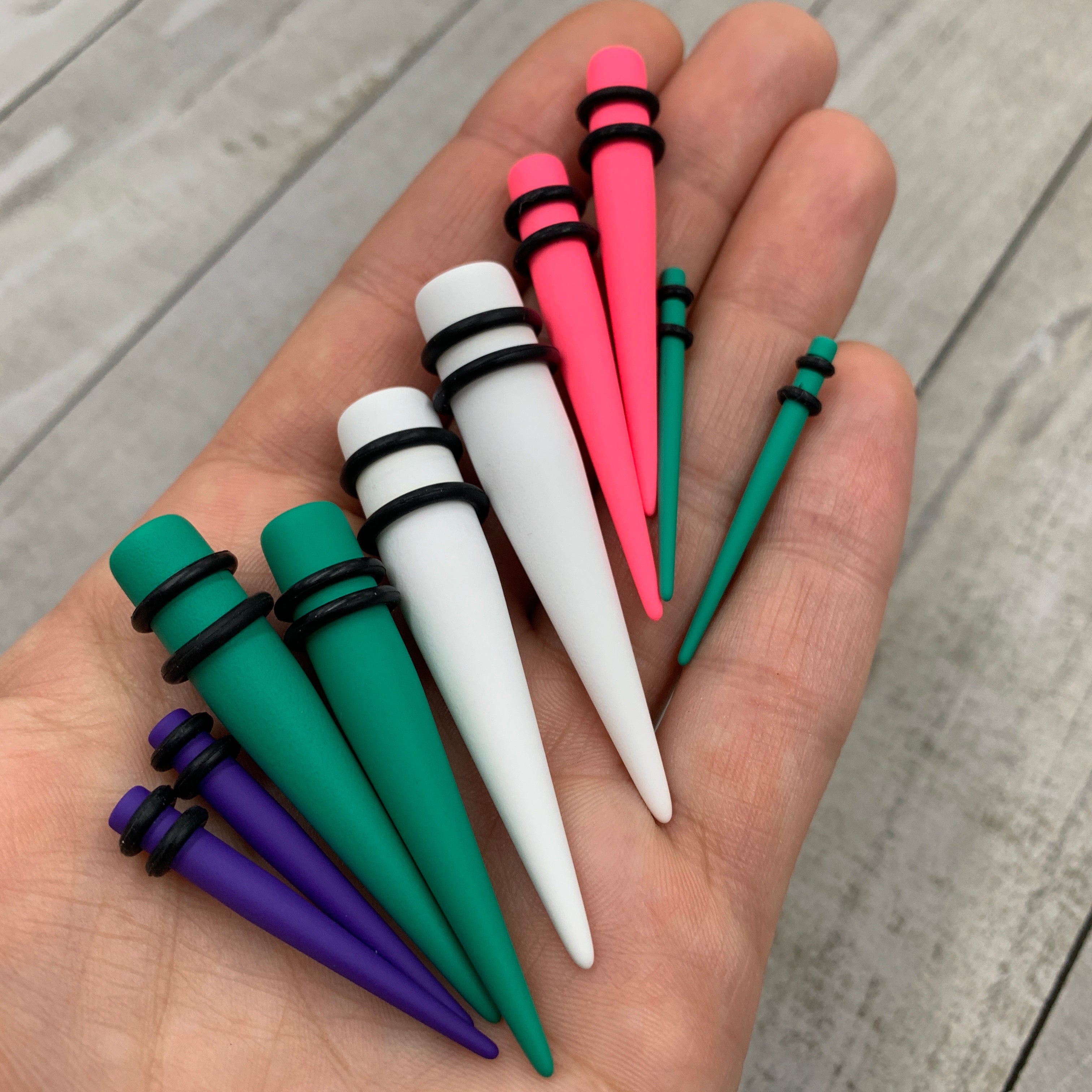 Green Matte Acrylic Straight Taper Set 2G to 00G