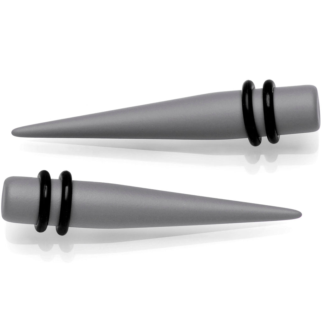 Grey Matte Acrylic Straight Taper Set 2G to 00G