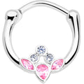 16G 3/8 Clear Pink Gem Classic Cluster Septum Clicker