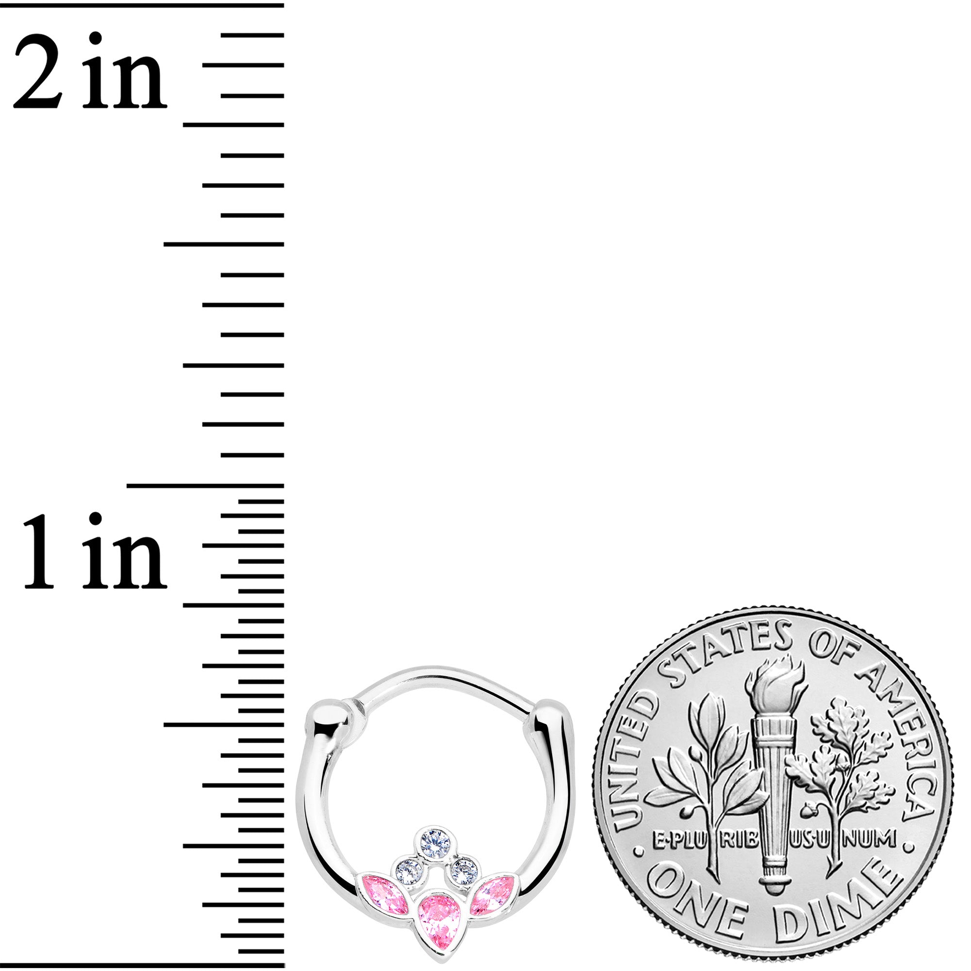 16G 3/8 Clear Pink Gem Classic Cluster Septum Clicker