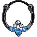 16G 3/8 Clear Blue Gem Black Anodized Classic Cluster Septum Clicker