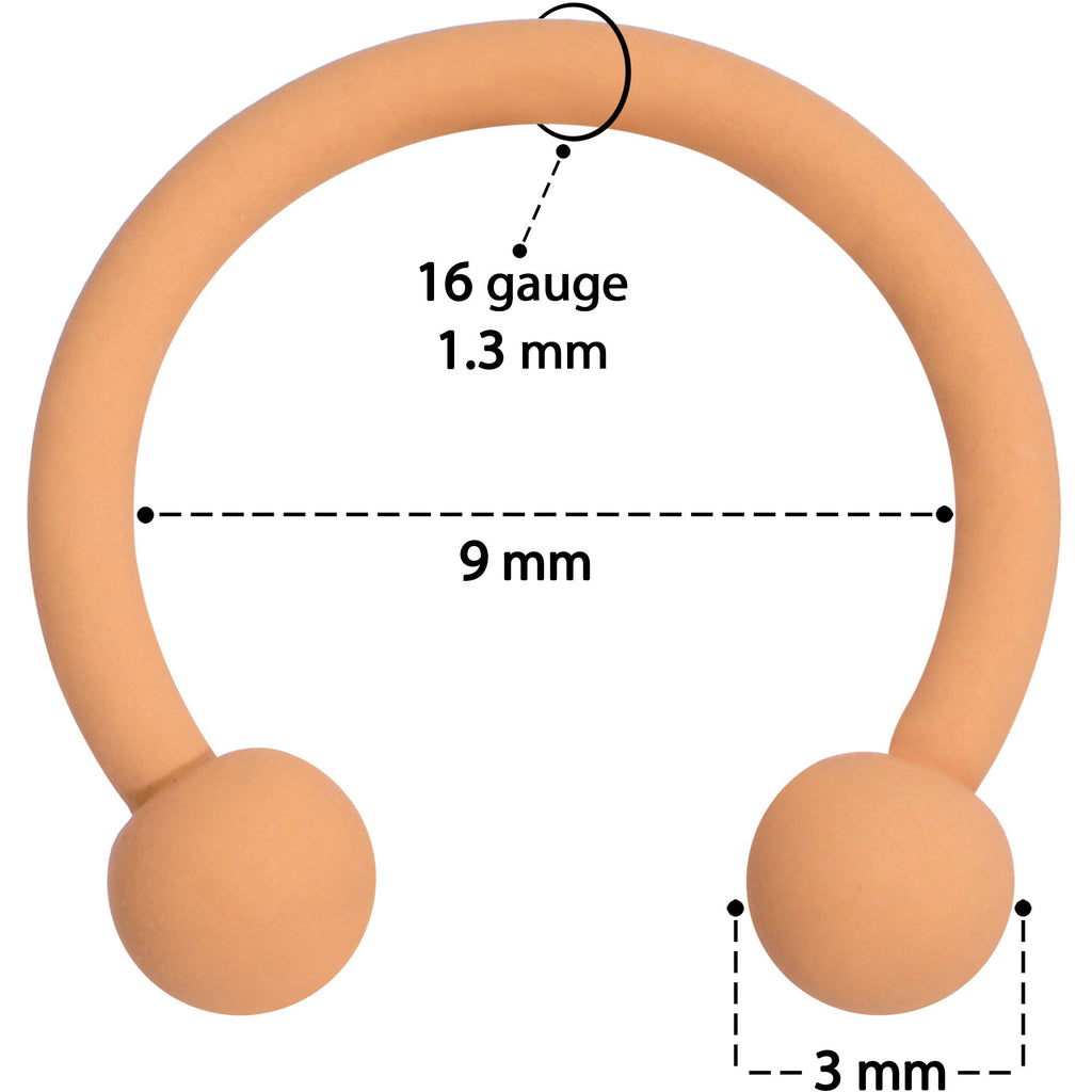 16G 3/8 Tan Matte Horseshoe Circular Barbell