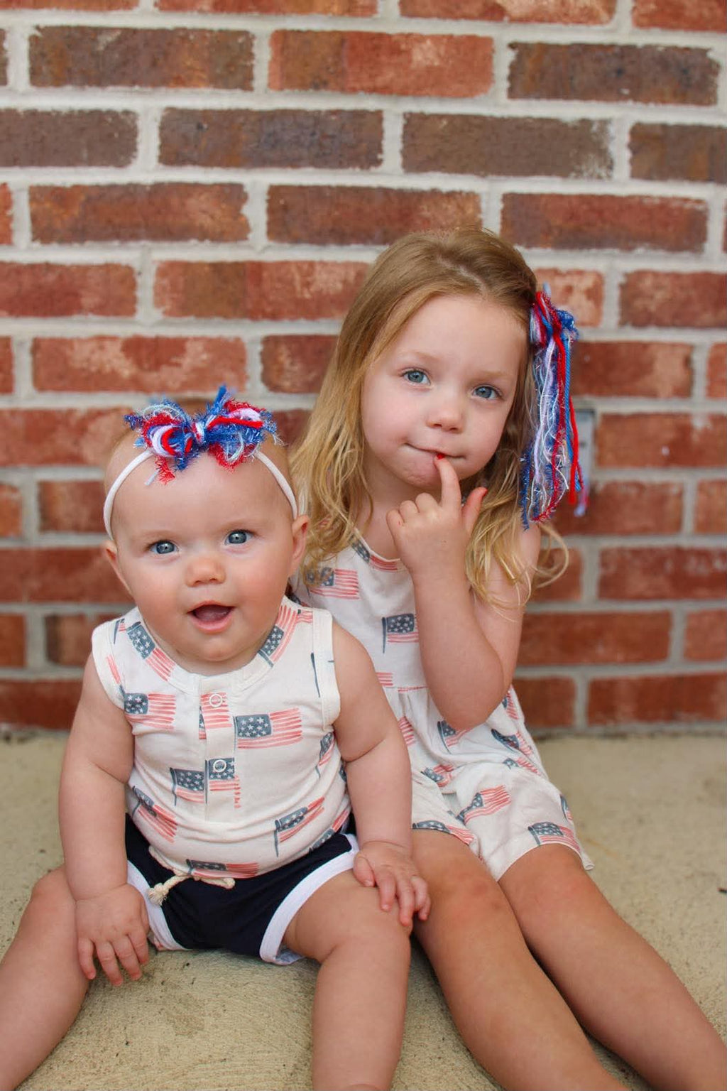 4th of July Flag Print Bamboo Peplum Top & Bike Shorts