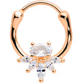 18G 3/8 Clear Gem Rose Gold Tone Anodized Spray Cartilage Clicker