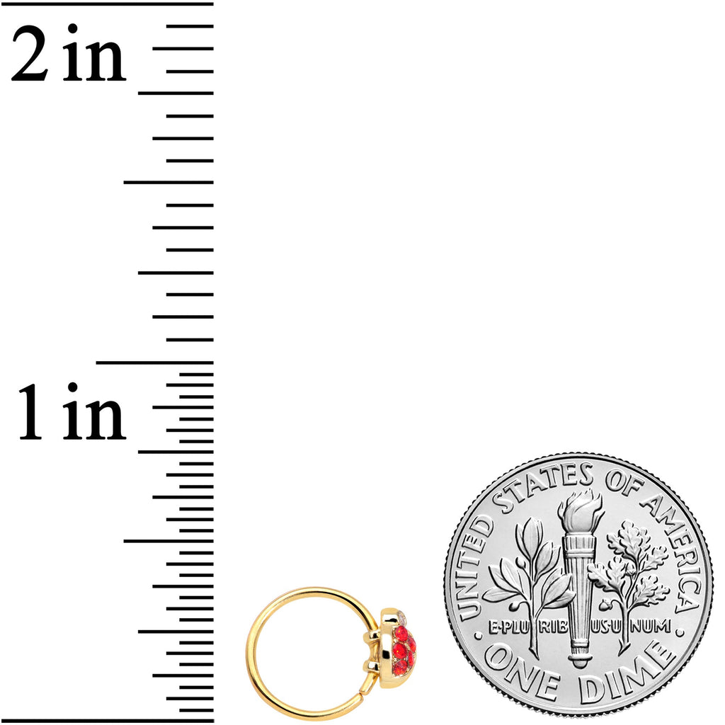 20G 5/16 Red Gem Gold Tone Ladybug Nose Hoop
