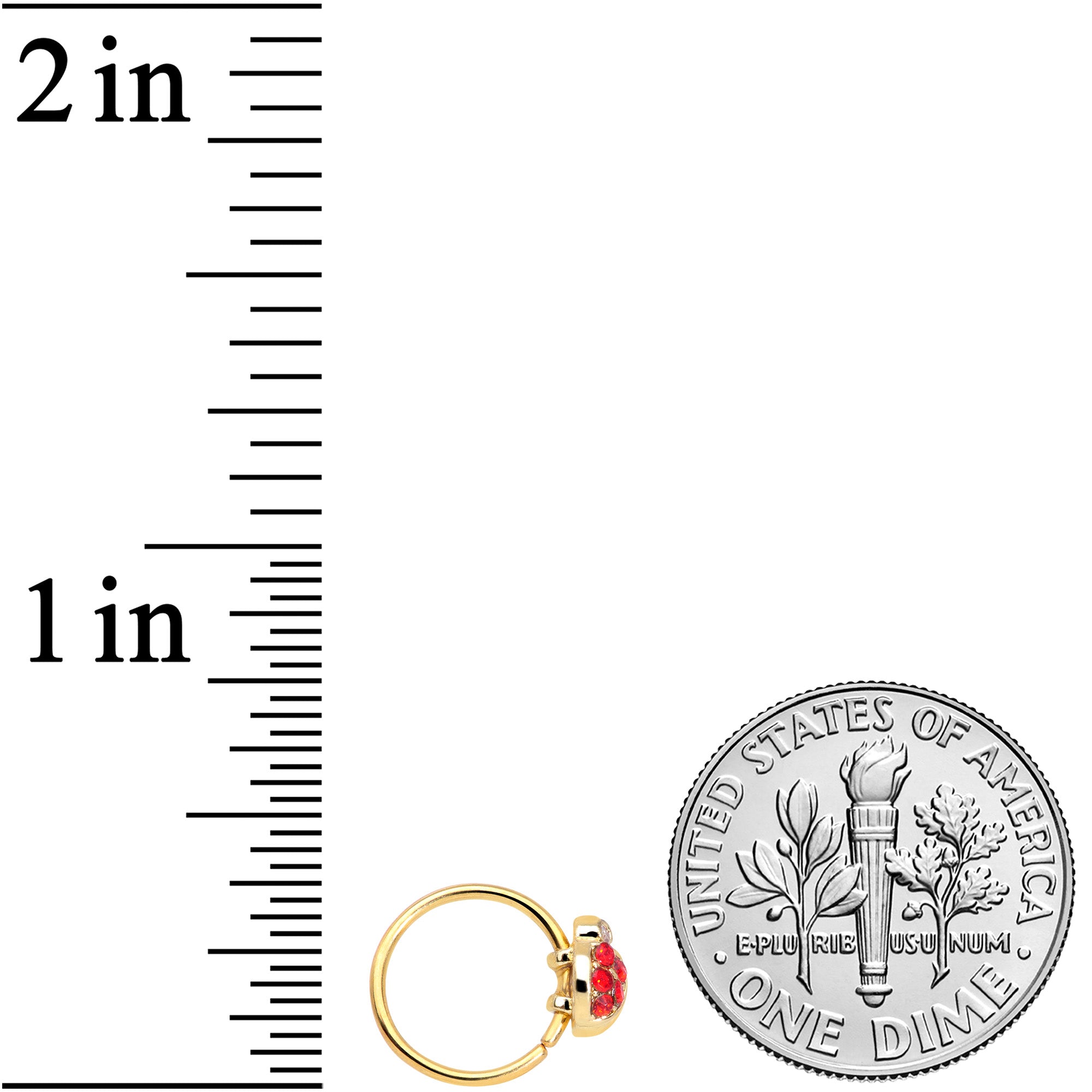20G 5/16 Red Gem Gold Tone Ladybug Nose Hoop