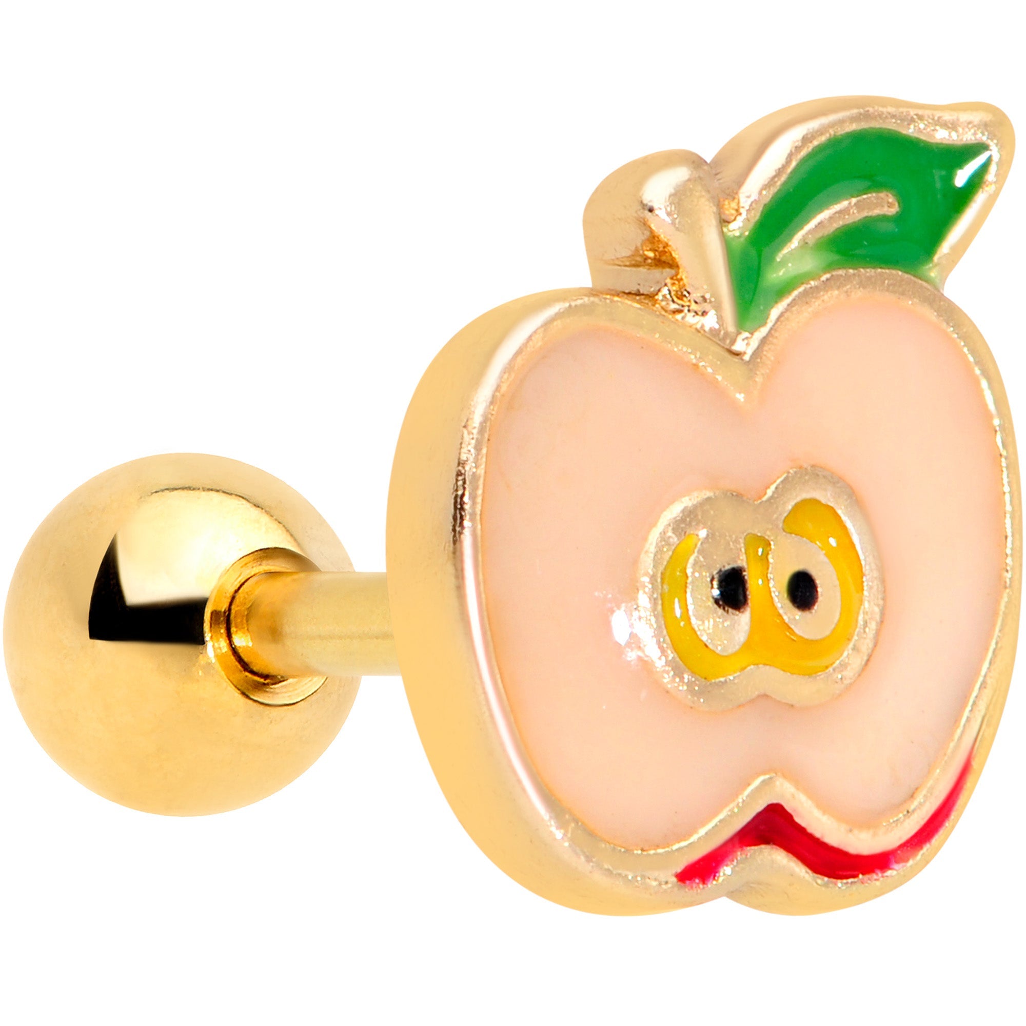 16G 1/4 Gold Tone Sweet Apple Cartilage Tragus Earring