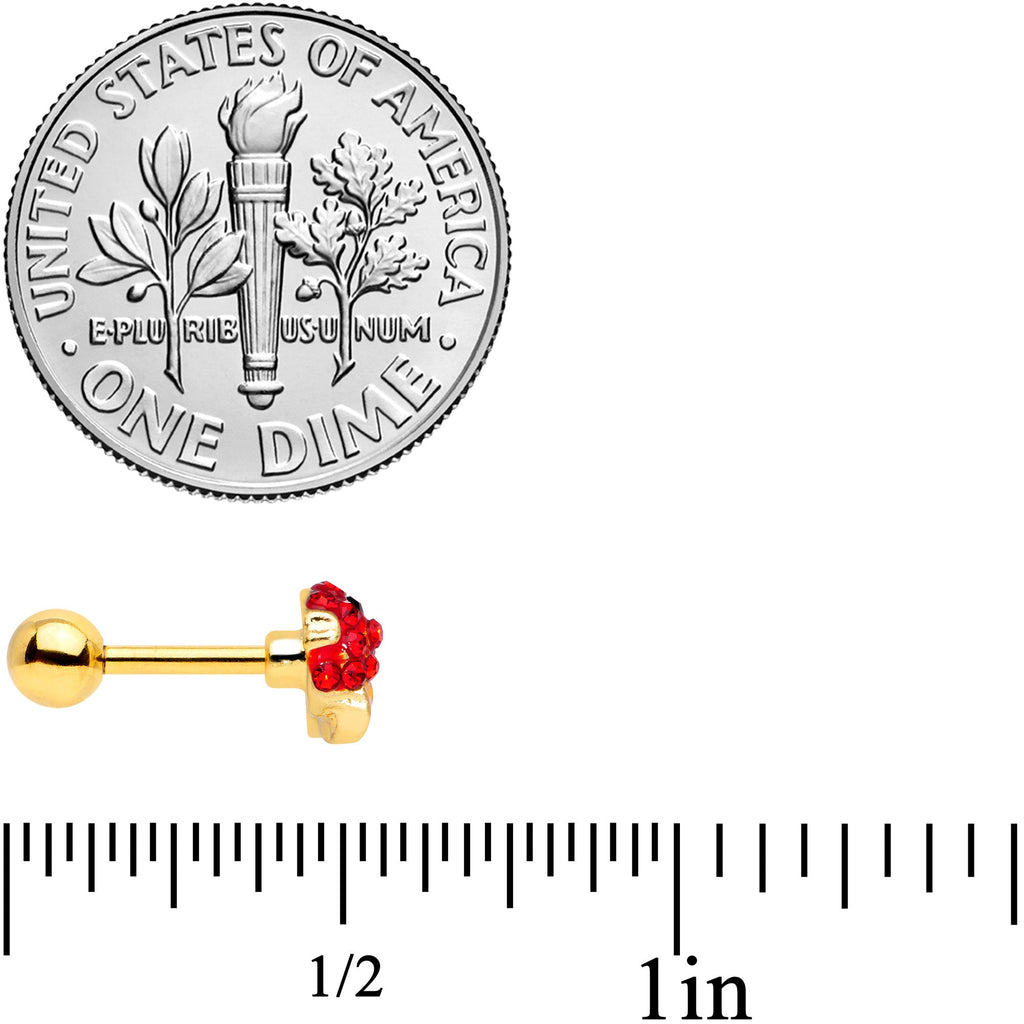 16G 1/4 Red Gem Gold Tone Blow Fish Cartilage Tragus Earring