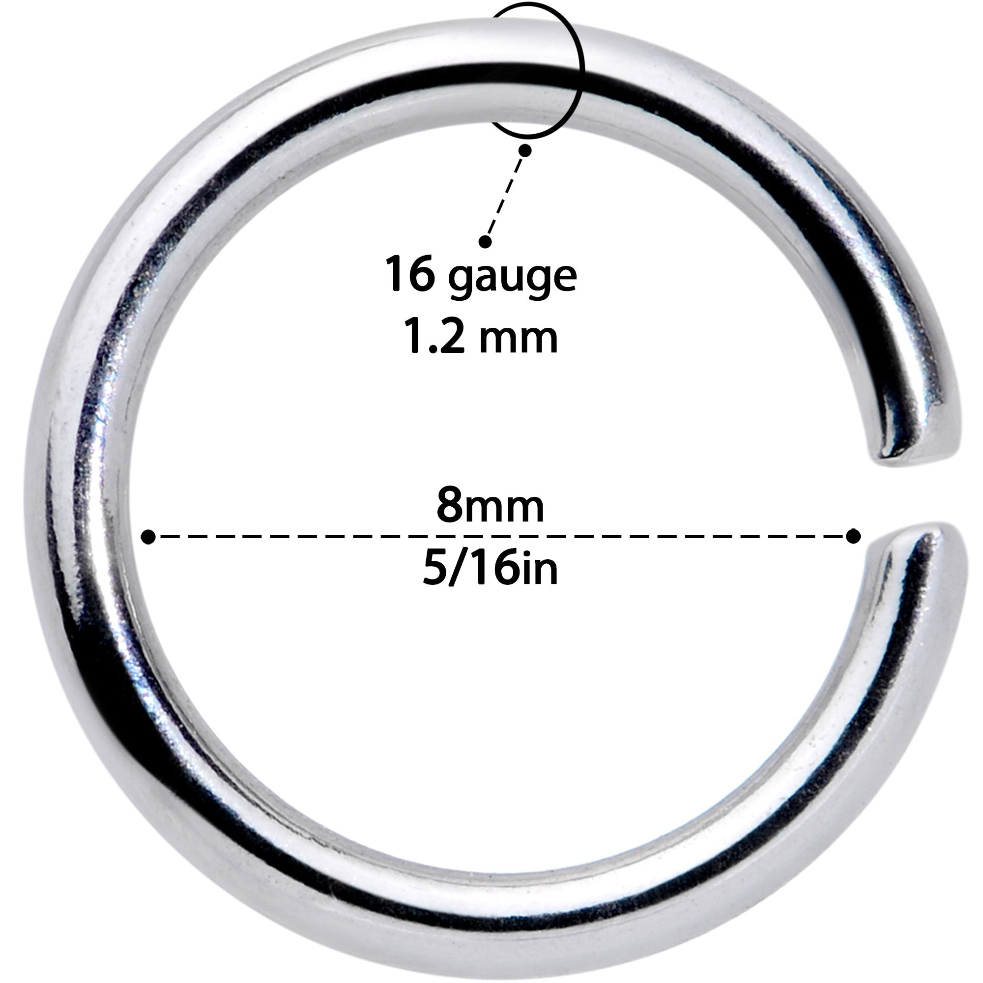 16G 5/16 Seamless Cartilage Ring Set of 12